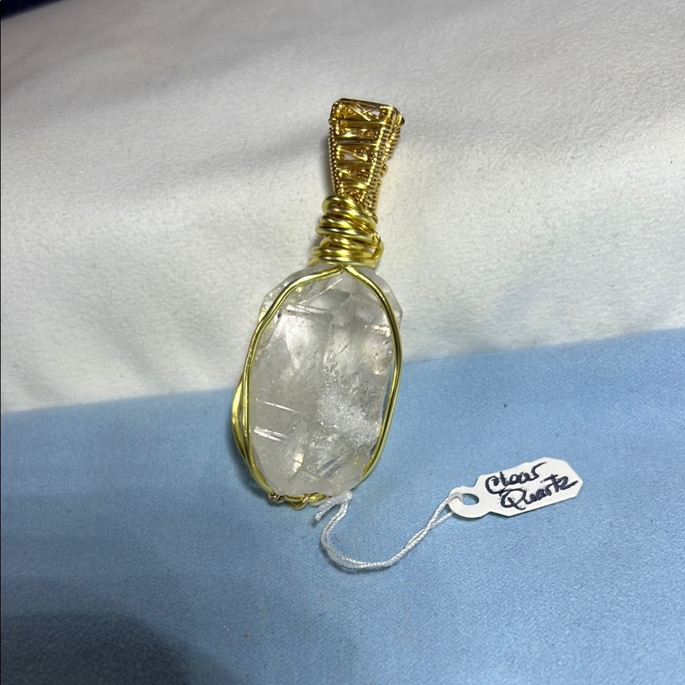 Gold and Clear Quartz Pendant